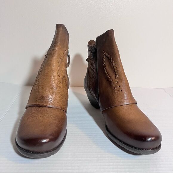 Miz Mooz Mimic Leather Wide Width Wrapped Ankle Boots - Picture 4 of 8